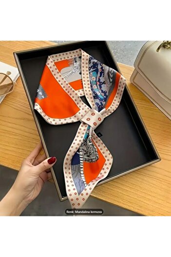 Dgt Luxury Geometric Printed, Decorative, Long Silk Satin Shawl Scarf 75X13