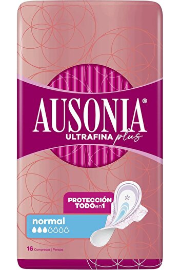 Ausonia Compresses with Wings Ultrafine Plus Normal, Protection And Light All-in-One, 16 Compresses