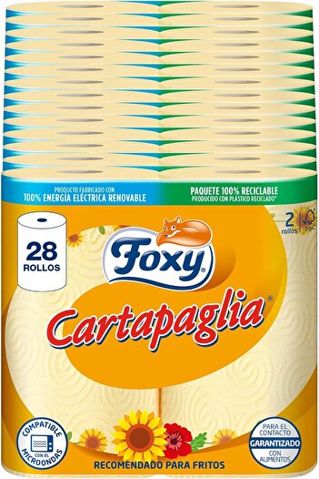 Foxy Cartapaglia | Kitchen Paper 28 Rolls | Recommended for Fried Foods | Decorated | FSC Certified