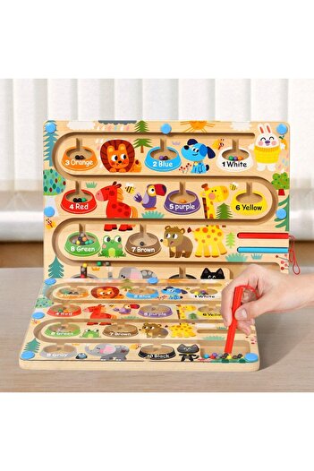 Picodino Placa educativa cu labirint magnetic, sortare culori, model animale, multicolor