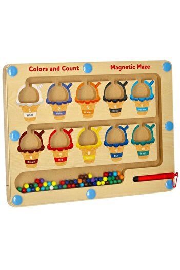 Picodino Magnetic Educational Wooden Labyrinth - Ice Cream Sorting Game