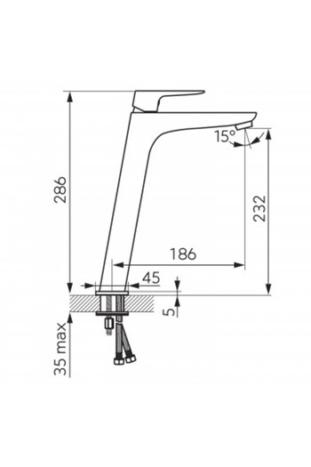 FERRO Baterie stativa lavoar inalta Vitto Verdeline Gun Metal