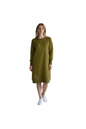 ECE GİYİM Women's Front Printed Skirt with Beaded Side Hem and Low Sleeve Tunic