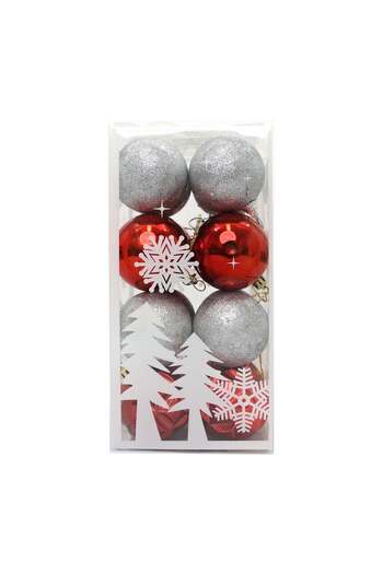 Ella Home Set of 16 Christmas baubles, red and silver