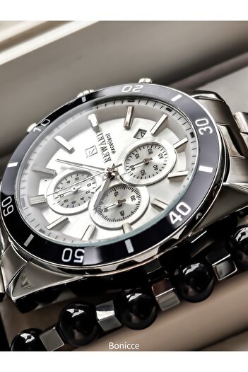 Reward Men's Wristwatch, Certified, Guaranteed, White Silver Steel Band, Calendar, Bracelet Gift