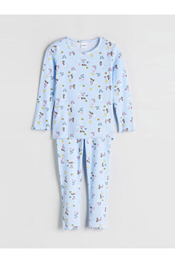 LC Waikiki Set de pijamale pentru fete Cey New Season cu decolteu crew