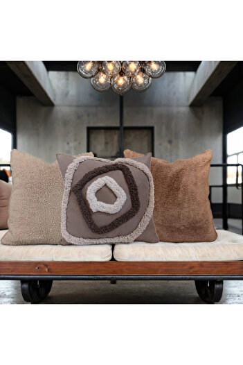 Alacastore Plush Throw Pillow Cover 3-Piece Combination Bitter Milk Brown Punch Decoration Home Textile Accessory