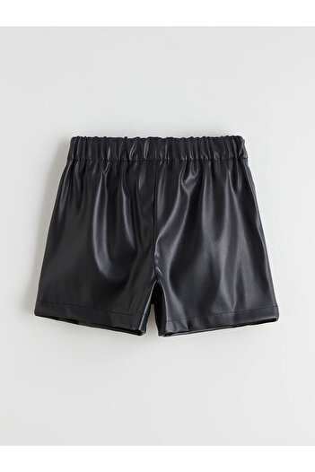 LC Waikiki Peak New Season Elastic Waist Leather Look Girls' Shorts Skirt