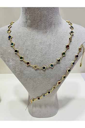 EFA ACCESSORIES ÇELİK RENKLİ KOLYE BİLEKLİK SET