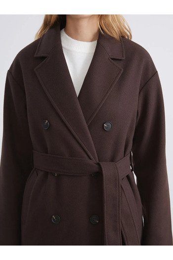LC Waikiki Lcw Vision Brown Double-Breasted Collar Women's Cashmere Coat