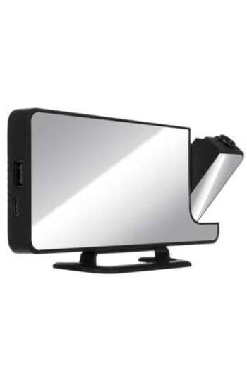 Izoxis Multifunctional Alarm Clock, 4-in-1 with LED, Mirror, Black, 18.5x4x7.5 cm