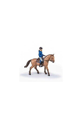 Papo Figurine Horse Riding Set with Rider in Blue Jacket