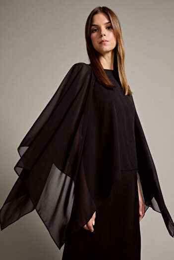 DeFacto Long Sleeve Tulle Satin Maxi Dress G3733Ax25Wn