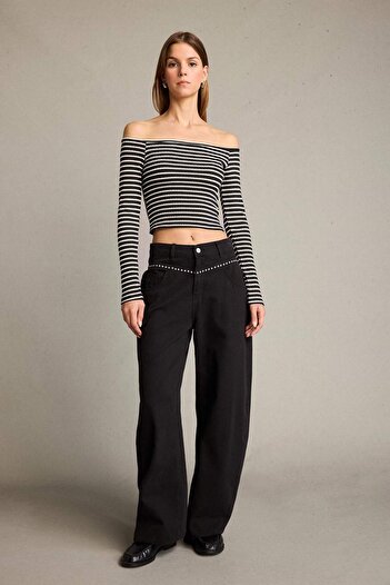 DeFacto Omzu Open Striped Long Sleeve Blouse G5053Ax25Wn