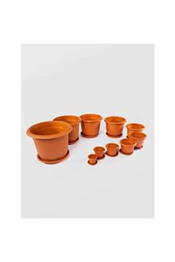 sterk Flower Pot with Tray, 32X32 cm, Brown Plastic, nr.14