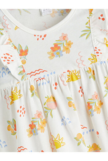 LC Waikiki Peak New Season Crew Neck Printed Ruffle Detailed Baby Girl Dress