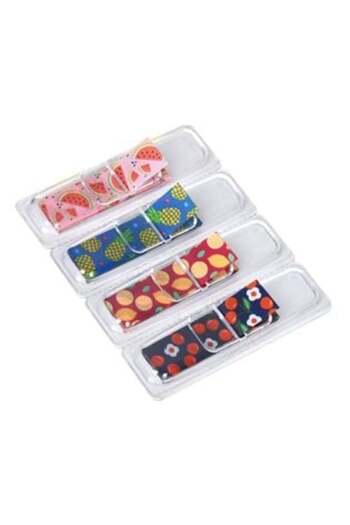 Jumbo Index Tabs Stickers with Fruit and Flower Patterns in Transparent Case, 4.5 x 1.8 cm - 144 Sheets