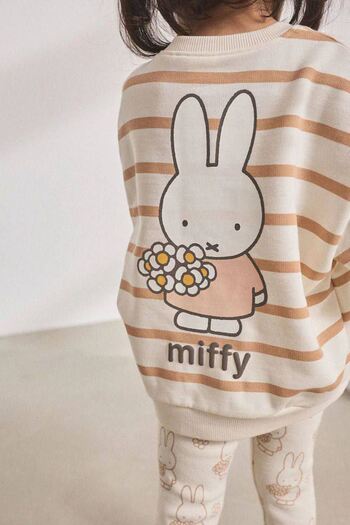 Minigimin Cicileri My Little One's Cicileri Mffy Rabbit Detailed Wide Leggings Girls' Set - Cream