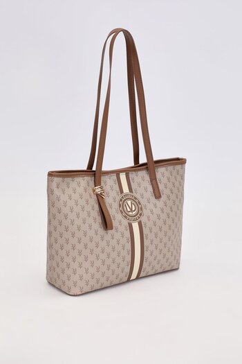 Levidor Camel Gold Shoulder Bag with Accessory Detail