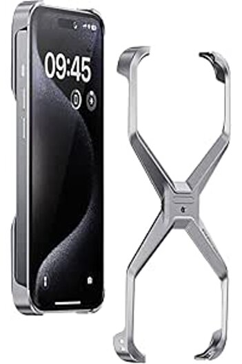 Glassology X-Frame Aluminum Case for iPhone 16 Pro Max – Shockproof Silver Titanium