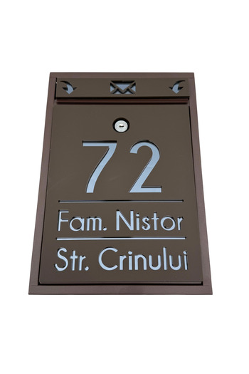 Adresa VIP PERSONALIZED MAILBOX - Satin Brown Anthracite Grey Mirror - 32x22x9cm