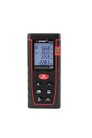 SNDWAY Laser Tape Measure, 60m, Model T60, Black/Red
