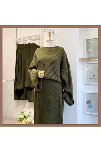 Faya Boutique Khaki Green Magnolia Knitwear Set