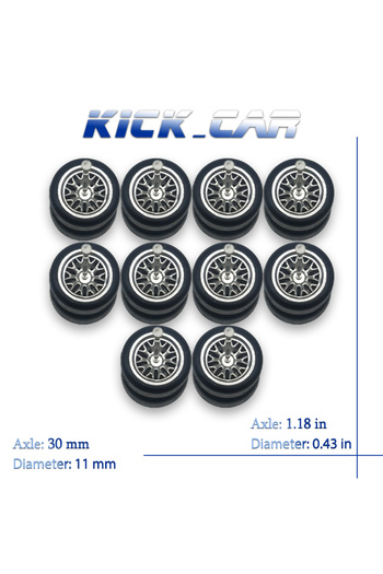 Choice7 MMW71 1/64 Wheels with Fixed Rubber Tires Branches Spoke for Toy Model Diecast Cars Refiting Parts f