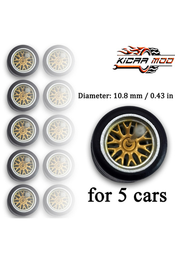 Choice8 MMW145 1/64 Wheels with Fixed Rubber Tires Branches Spoke for Toy Model Diecast Cars Refiting Parts