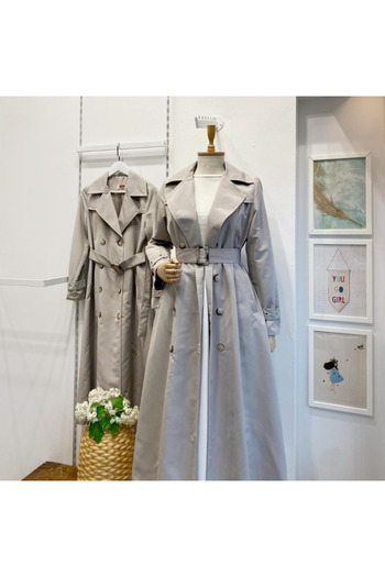 Faya Boutique Gray Staple Detailed Serein Trench Coat