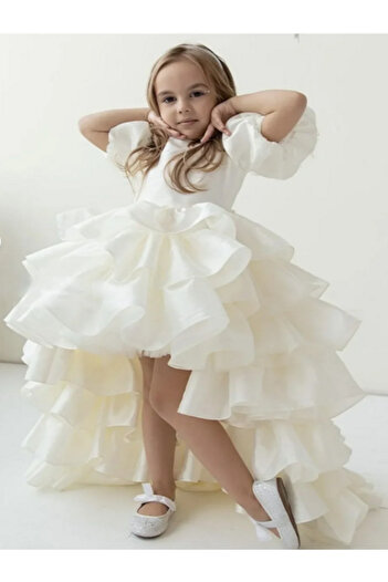 miço kids Girl's Design Satin Evening Dress