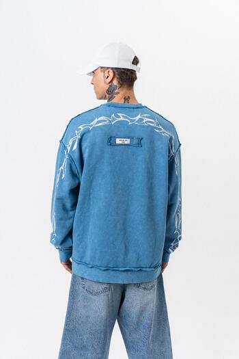 Respire Ανδρικό φούτερ με στάμπα Origin, με λαιμόκοψη, oversize, μπλε μωρό