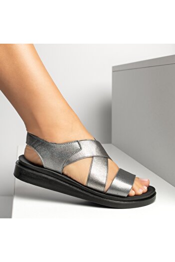 BMoD Silver women's sandals with elastic straps MOD13872