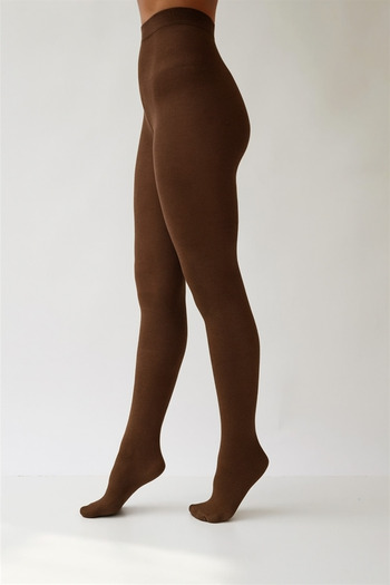 Katia&Bony Women's Cotton Plain Pantyhose Brown
