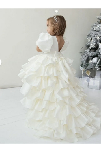 miço kids Girl's Design Satin Evening Dress