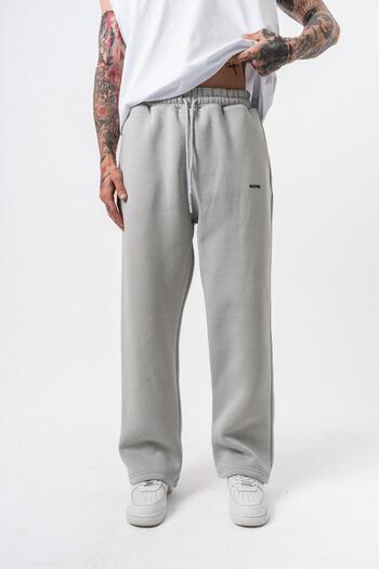 Respire Men's Basic Baggy Sweatpants with Text Detail Light Gray
