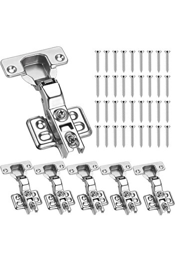 PHILTOP Cabinet Door Hinges with Damper and Screws, 110°, 48x108mm, Set of 6