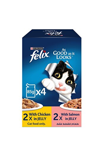 Felix Cat Food Chicken & Salmon, 4x85G