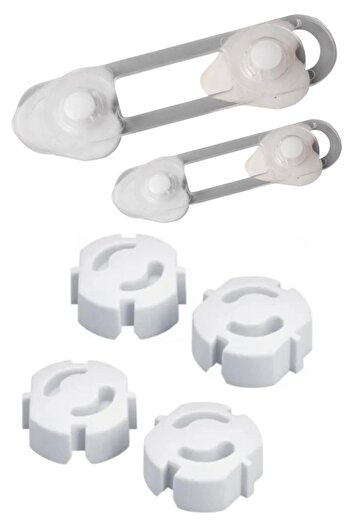 Buffer ®   6 Piece Child Safety Set - 2 Sizes of Drawer, Cabinet Locks and 4 In-Outlet Safety Buttons