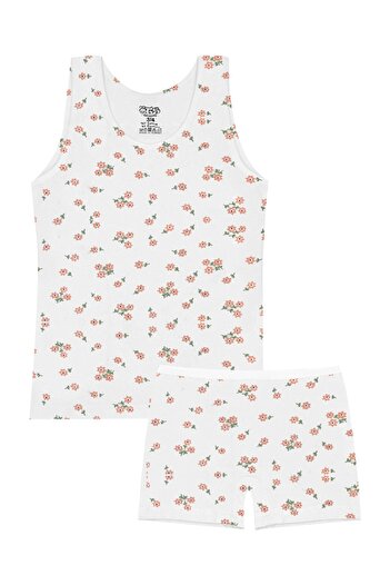 Öts Girl's Athlete Boxer Lycra White Patterned (96% Cotton - 4% Elastane)