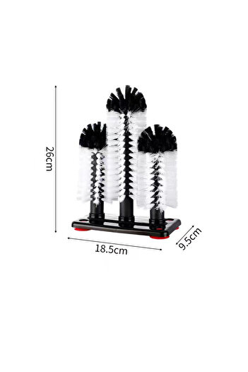 Choice Style 2 3pcs Brush Head Set Water Bottle Cleaning Brush Glass Cup Washer With Suction Base 3 Head Br