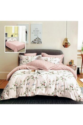 RALEX PUCIOASA Bed Linen Set Double Cotton Finet 6 Pieces 220x240 cm, Duvet Cover 200x220 cm, 2 Pillowcases 50x70 a
