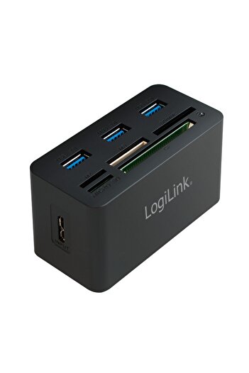 LogiLink USB 3.0 HUB LOGILINK, 3 USB, SD, MicroSD, M2, MS Duo/Pro, CF, čierny
