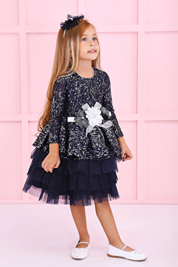 SÜSLÜ PİNK KİDS GIRL'S TULLE SEQUINED DRESS