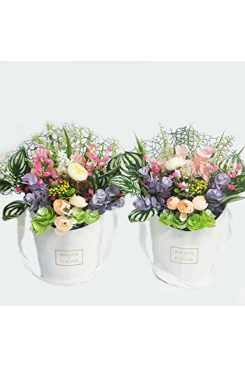 velve Floral arrangement in white box with roses and daisies, Multicolor