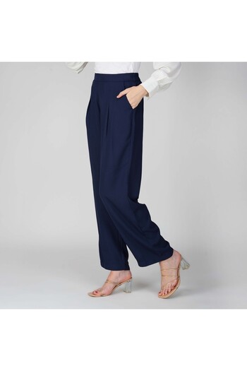 LINELLE Soft Crepe Ladies Trousers – Elastic Waistband, Relaxed Fit with Side Pockets