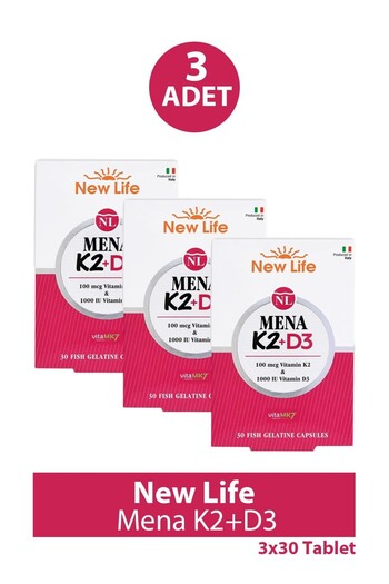 New Life Mena K2+D3 30 Capsules 3 Pieces