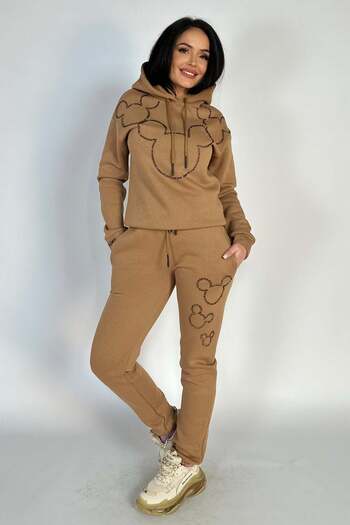 WildFashion OVERSIZE fashion tracksuit made of blouse and pants accessorized with colorful rhinestones V627-8