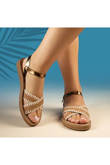 BMoD Dark gold women's sandals with low sole MOD13894