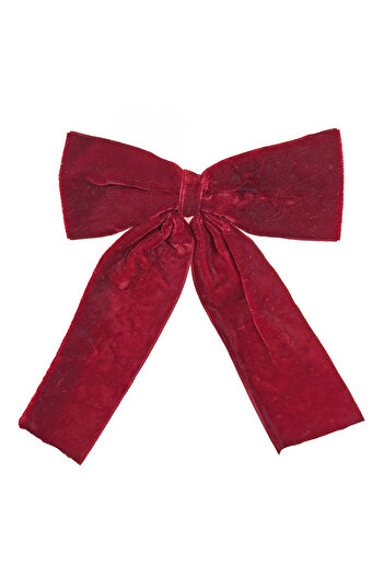 BraziPremium By OLLMA Velvet Christmas tree bow decoration with clip fastening, 13 cm, burgundy